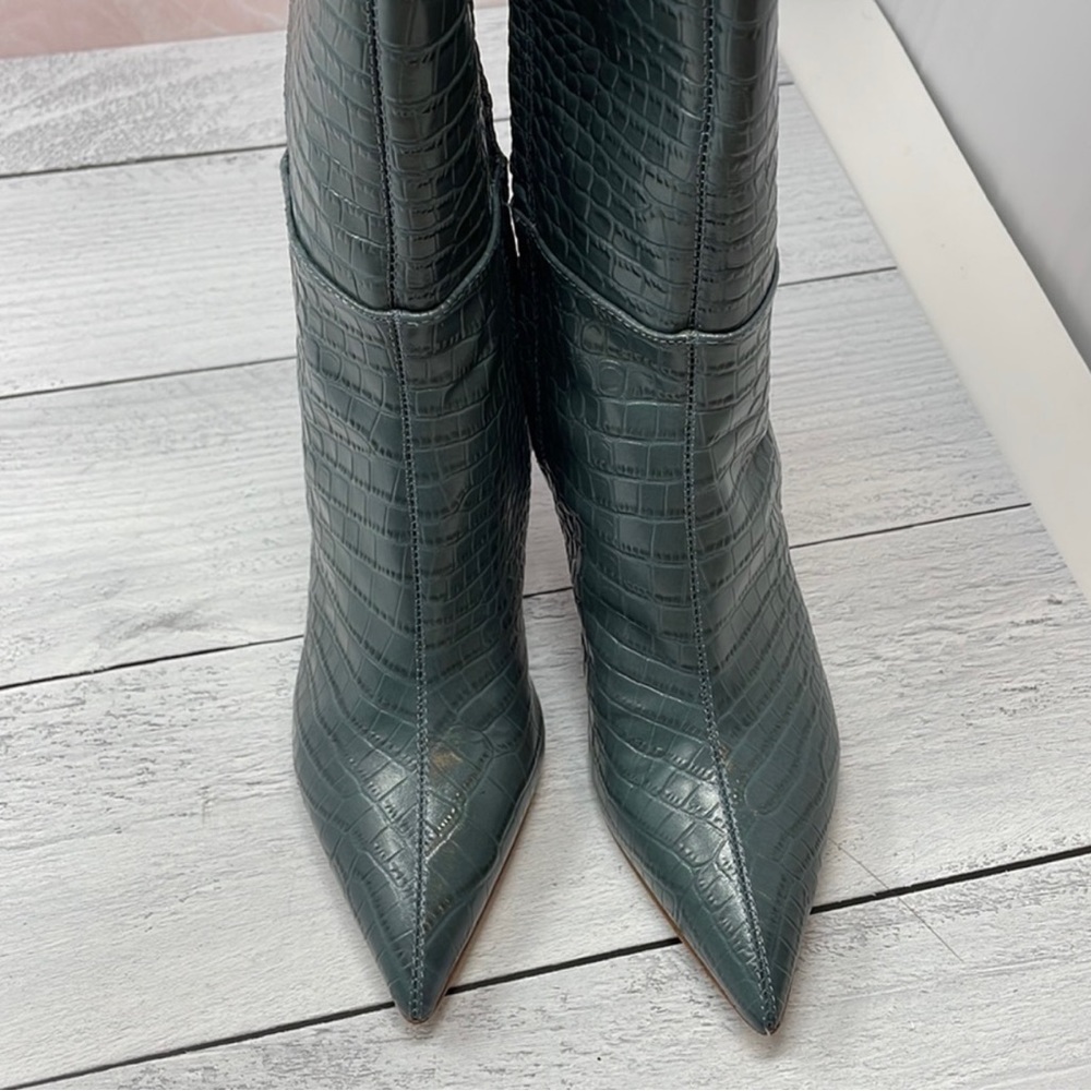 Sam Edelman Fraya Knee High Boot in Teal Mock Croc Leather - Picture 2 of 5